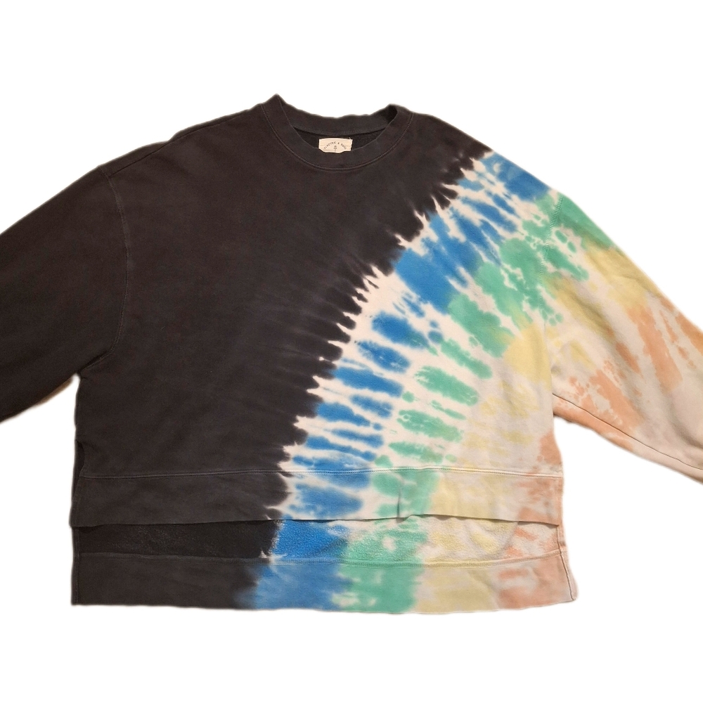 Electric & Rose Neil Tie Dye Sweatshirt Black Rainbow - Small - Picture 3 of 8